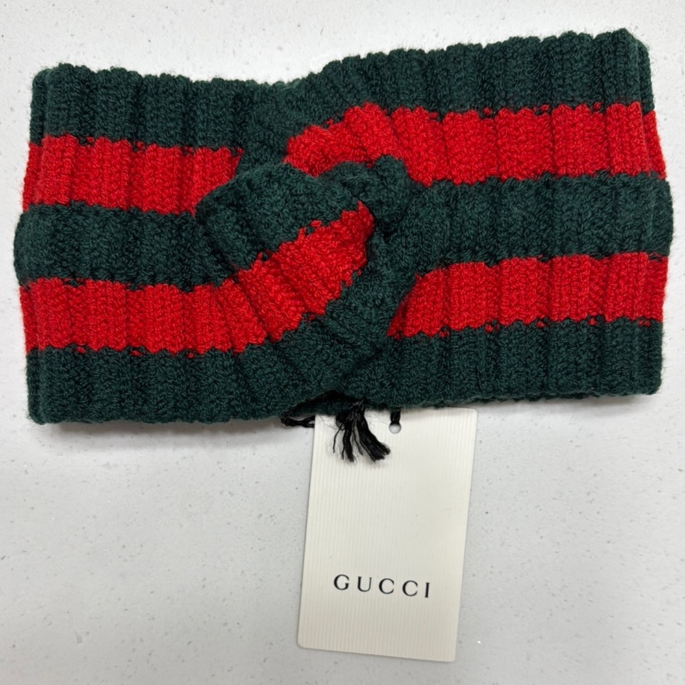 Gucci Green and Red Knit Headband